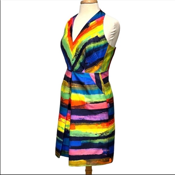 Milly Phoebe Watercolor Halter Dress with Pockets - Picture 2 of 5